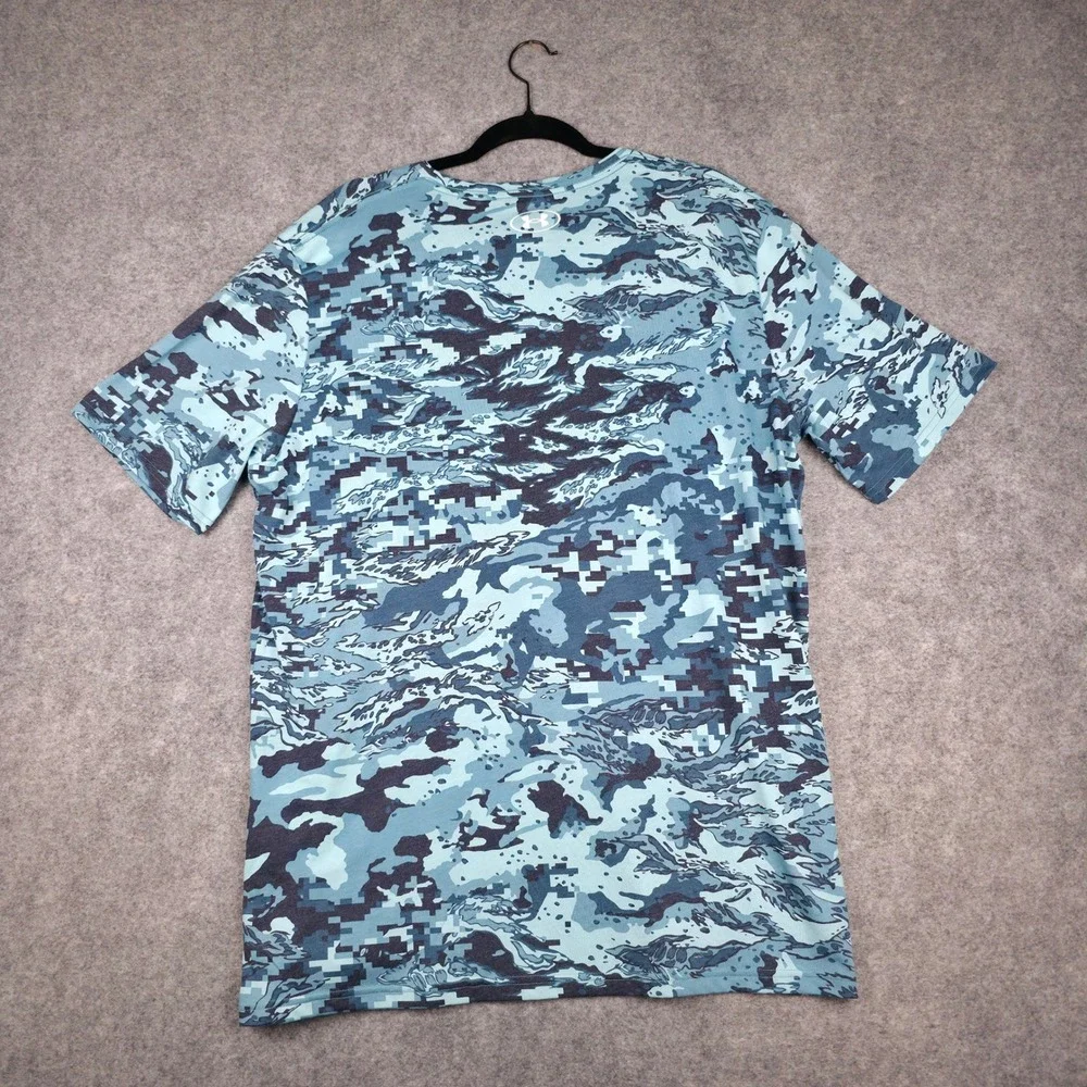Under Armour Loose Digital Tiger UA ABC Camo T-Shirt Mens XL Blue Short Sleeve